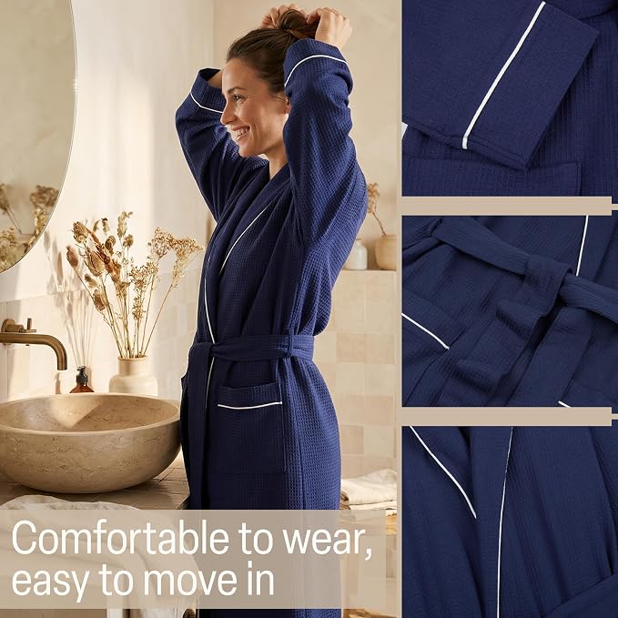 Get Trend Waffle Robes for Women S-2XL, Lightweight Soft Bathrobes, Cozy Loungewear House Coat for Spa, Shower & Hotel