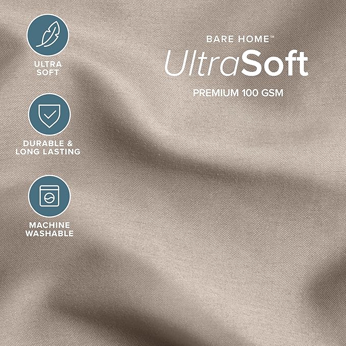 Bare Home Comforter Set - Full Size - Ultra-Soft - Goose Down Alternative - Premium 1800 Series - All Season Warmth (Full, Khaki)