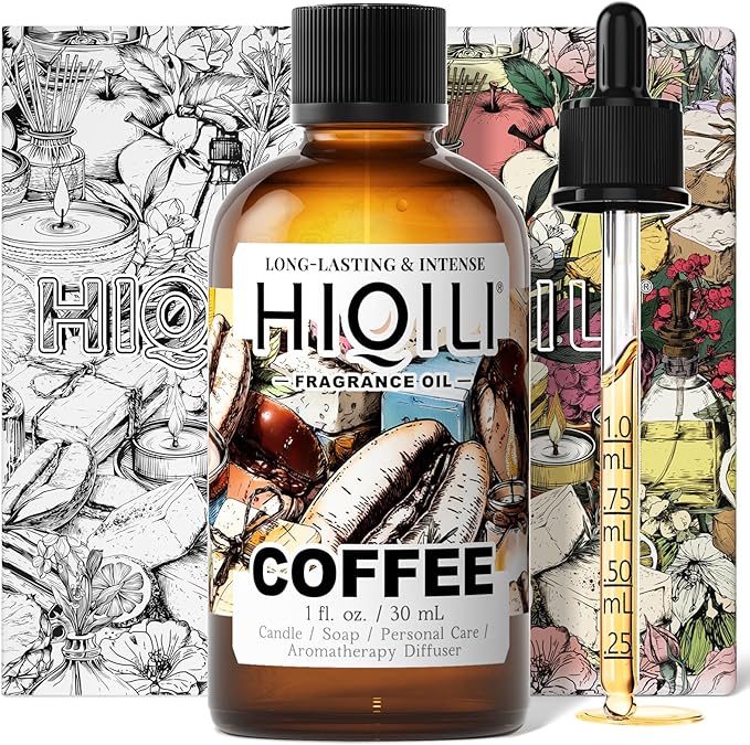 HIQILI Coffee Fragrance Oil for Candle Making & Diffusers Use - 1 Fl Oz | for Scent Humidifier, Perfect for Soap, Body Scrubs & Perfume Making, New Car & Home - 30 ML