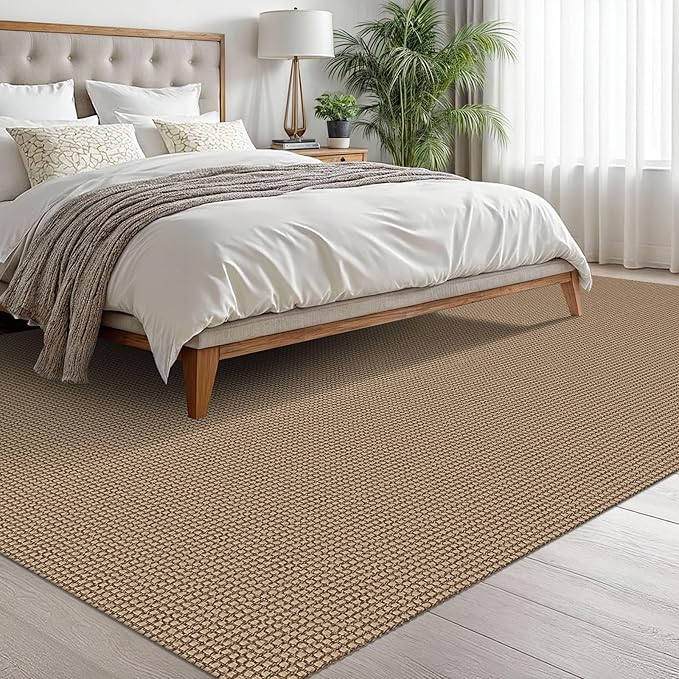 EARTHALL Woven Area Rugs 6x9 Ft Washable Living Room Rugs Non Slip Rubber Backed Dining Room Rug Braided Bedroom Rugs Indoor Floor Carpet for Living Room, Bedroom, Dining Room, Orange/Tan/Brown