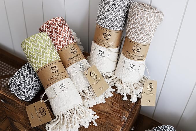 Madamelique Exclusive Hand Towels Set of 2-18 x 40 Inches - Decorative Bathroom Peshtemal Towel for Hand, Face, Hair, Yoga, Tea, Dishcloth, Kitchen and Bath - 100% Pure Cotton (Vintage Beige)