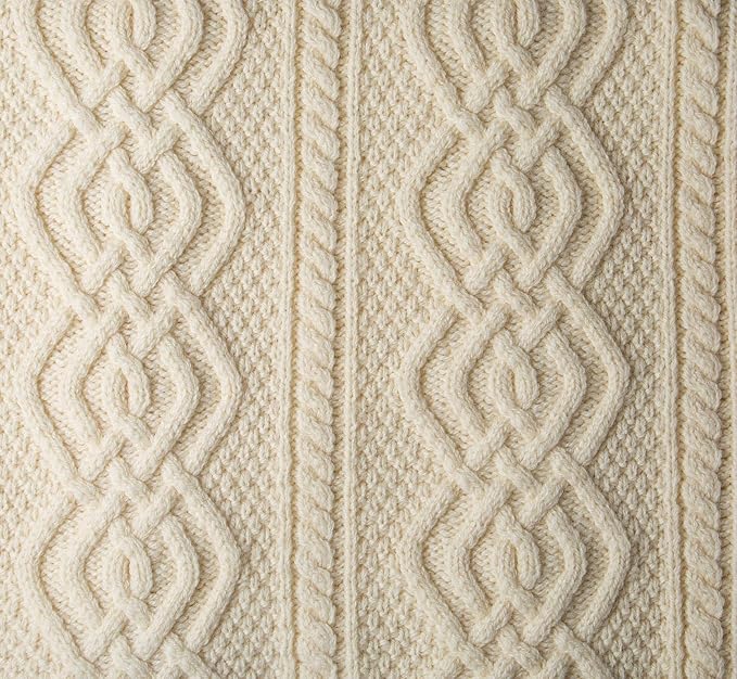 SAOL Luxurios Dara 100% Merino Wool Cable Knit Aran Bed & Couch Sofa Throw/Blanket (Natural) by 69 x 44 inches