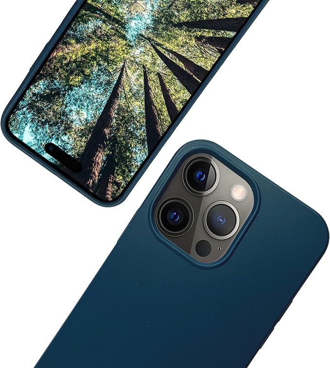 eplanita Eco Mobile Phone Case Compatible with iPhone 15 Pro, Plant Fiber, Drop Protection Cover, Durable and Sustainable (for iPhone 15 Pro, Dark Blue)