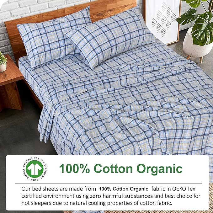RUVANTI 100% Cotton Organic Percale Sheets Cal King Size – Crisp Cooling Bed Sheets for Hot Sleepers, Deep Pocket 13”, Soft Peach Finish, Breathable & Durable Hotel-Style 4 Pcs, Pastel Print