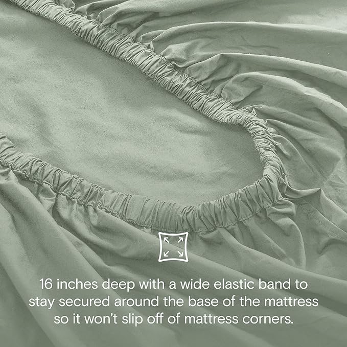 DOZ 100% GOTS Certified Organic Cotton Sheet Set, Crisp Percale Weave, Long Staple, Breathable, Matte Finish, Hotel Style, Durable, 3pc – 2 Pillowcases 1 Fitted (Sage, Cal King)
