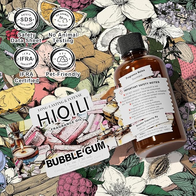 HIQILI Bubble Gum Fragrance Oil for Soap Making & Home Diffsuer - 1FL Oz | for Candle & Bath Bombs Making, Long Lasting Candy Scents - 30 ML