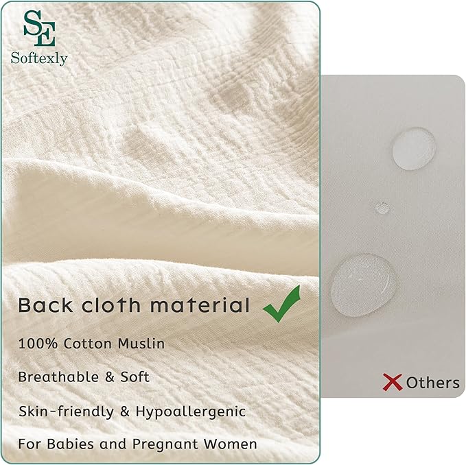 SE SOFTEXLY Muslin Duvet Cover Queen Size, 100% Washed Cotton Duvet Cover Set, Ultra Soft Comforter Cover Linen Like, 3 Pieces Minimalist Gauze Duvet Cover with 2 Pillowcases, 90"x90", Off-White