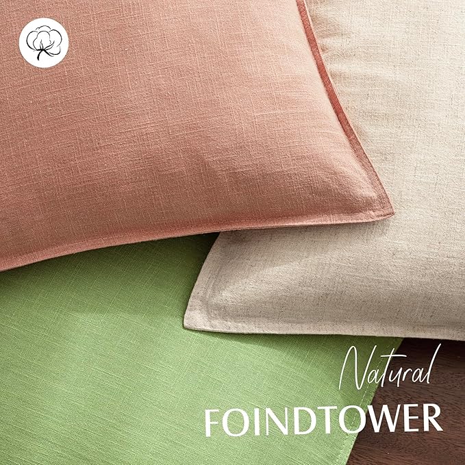 Foindtower Pack of 2, Decorative Linen Soild Throw Pillow Covers Accent Lumbar Cushion Case Boho Farmhouse Pillowcase for Chair Couch Sofa Bedroom Living Room Home Decor 12 x 20 Inch Coral Pink