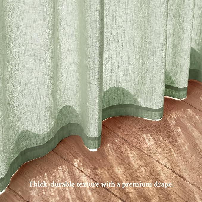 NICETOWN Sage Green Linen Curtains 84 inch Long 2 Panels Set, 55" Wide Thick Flax Linen Blend Organic Home Decor Rod Pocket & Back Tab with Light Filtering for Bedroom/Living Room