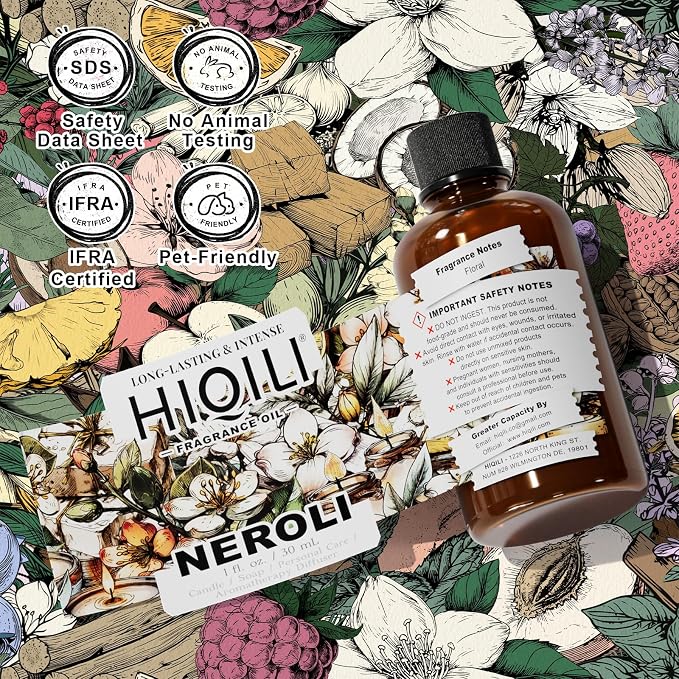 HIQILI Neroli Fragrance Oil for Perfume Making & Add to Body Lotion -1Fl Oz | for DIY Candle & Soap Making, Add to Body Lotion and Handcream - 30 ML