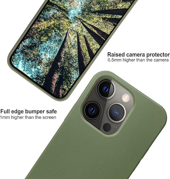 eplanita Eco Mobile Phone Case Compatible with iPhone 13, Plant Fiber, Drop Protection Cover, Durable and Sustainable (for iPhone 13 Pro Max, Khaki)