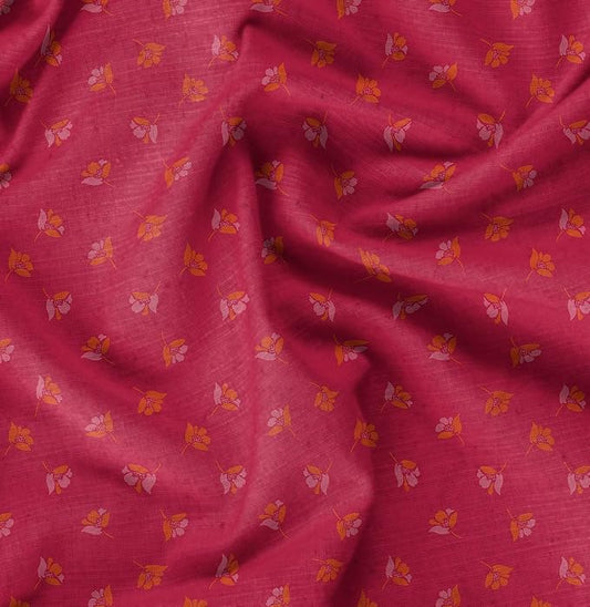 Soimoi Heavyweight Cotton Poplin Fabric Material, Pink - Floral Printed - 42" Inch Width, Natural Cotton Material for Quilt Making, Dresses, Skirts, Pajamas, Pillowcases, Tablecloths, Kurtis, 1 Yard