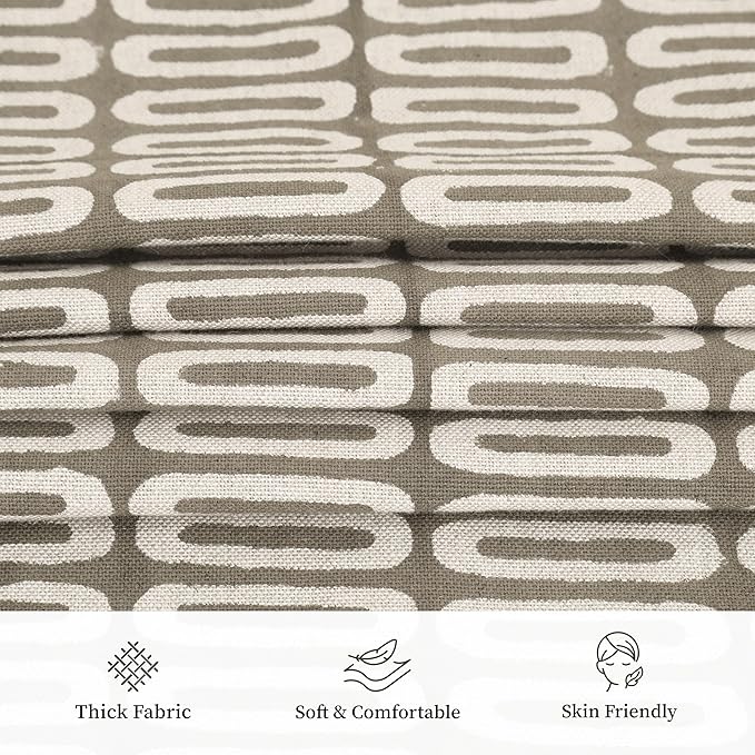 Hand-Block Printed, Artisan-Made Neutral Accent Throw Pillow Covers- 100% Cotton Cushion for Sofa, Bed, Chair, Home Decor, Boho, Indoor - Lana (Greige_3, 20" x 20")