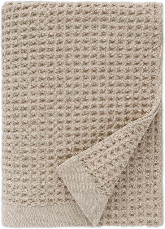 ONSEN Supima® Waffle Bath Towel, Large, Quick Dry Lint Free 100% USA Cotton, Lightweight Absorbent Bath Towel, 31x57 in (Oatmeal, 1x Bath Towel)