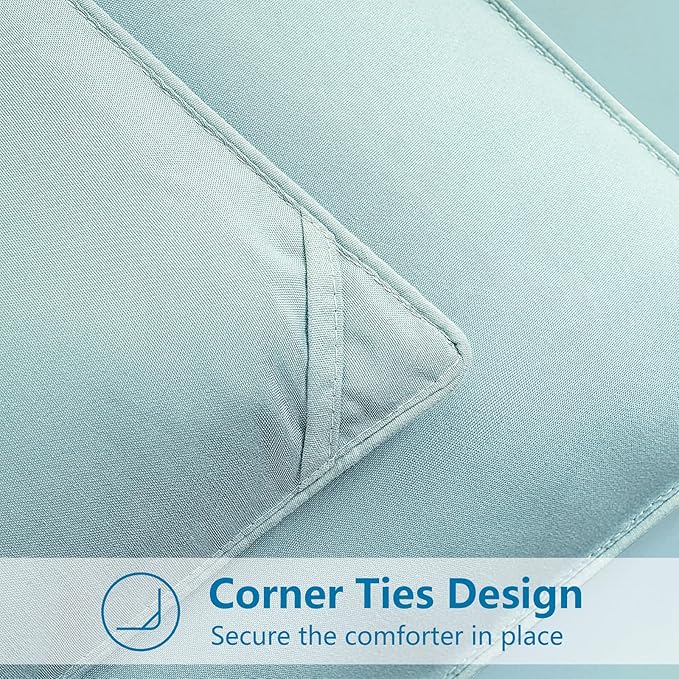 EASELAND Full Size Down Alternative Comforter - Quilted Duvet Insert for All Seasons, Soft Lightweight with Corner Tabs, Summer Winter Warm Bedding, Aqua 82×86 Inches