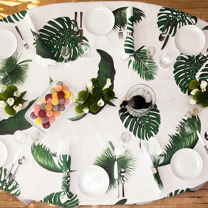 Huddleson Tropical Print Linen Napkin 22x22 (Set of Four) Luxury Italian Linen Napkin Sewn in US