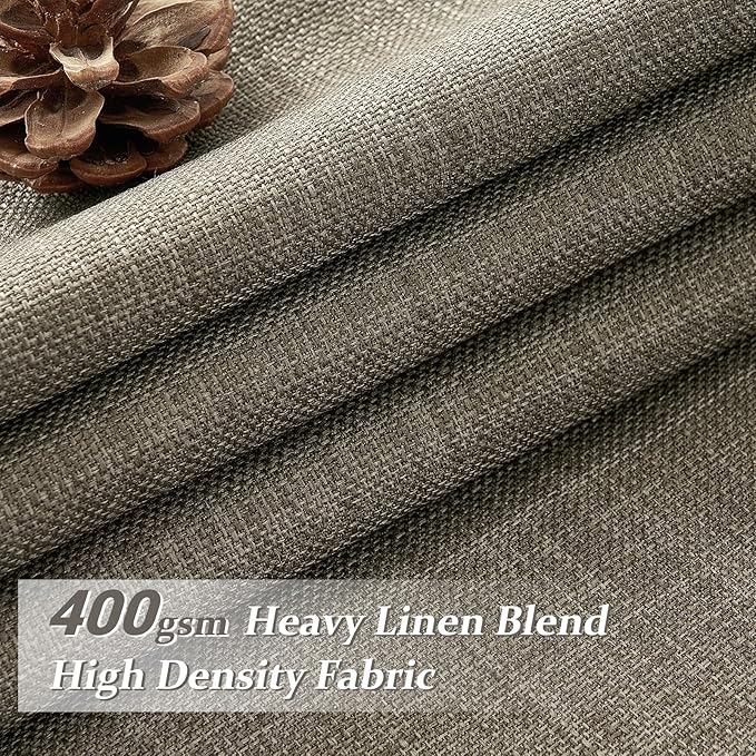 Memory Shape Pinch Pleat Blackout Office Curtains 78 Inches Long, Sepia Ebony Double Layer Thick Linen Noise Cancelling Insulated Cottage Core Windows Drapes for Dining Room 2 Panels Set with Back Tab