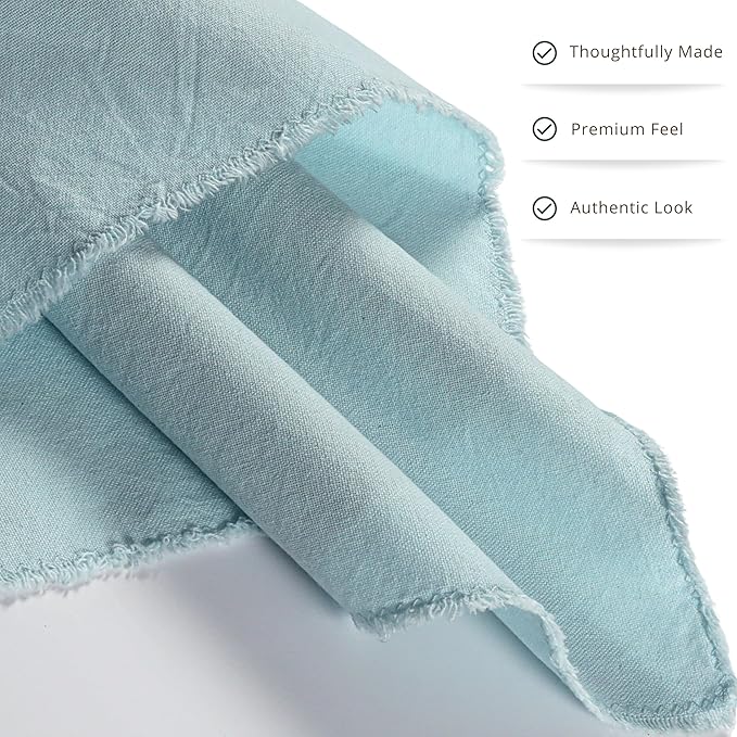 Ramanta Home Cloth Napkins Set of 12 Light Blue 18x18 Inch - Spring Soft & Durable Frayed Dinner Napkin for Easter Wedding, Birthday | Heavy Weight Fabric Table Linen for Everyday Use Family Dinners