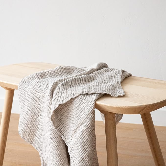 LinenMe Linen Waffle Big Bath Towel Silver, 30 x 51
