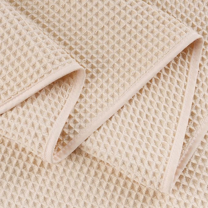 POLYTE 430 GSM Microfiber Quick Dry Lint Free Bath Sheet, 70 x 35 in, Set of 2 (Waffle Weave)