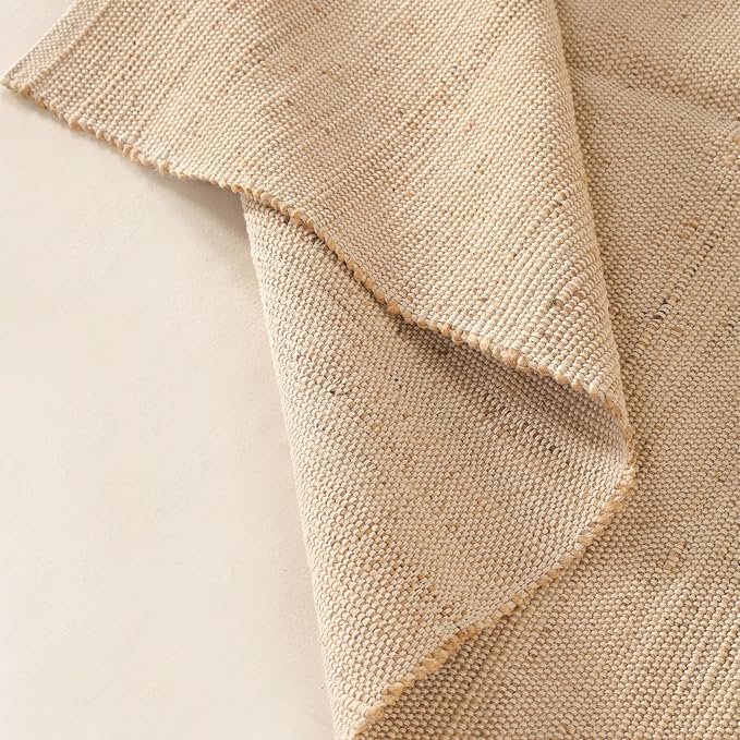 Natural Cotton Jute Runner Rug 2x6 Feet – Handwoven Farmhouse Rustic Braided Rug Hallway & Entryway Rug, Eco-Friendly Home Décor