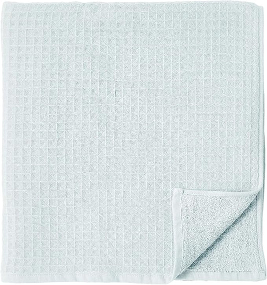 UCHINO Waffle Twist Cotton Weave Bath Towel for Bathroom Lightweight Absorbent Quick Dry Honeycomb Texture Solid Terry Loop Reverse 30" x 60", 1 Bath Towel, Ocean Blue