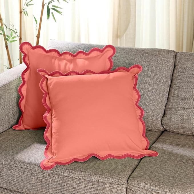 Folkulture Throw Pillow Covers 18 x 18 - Set of 2 Decorative Pillow Covers | Spring Decor Couch Pillow for Living Room | Red Pillow Covers | Throw Pillows for Couch | House Warming Gifts New Home