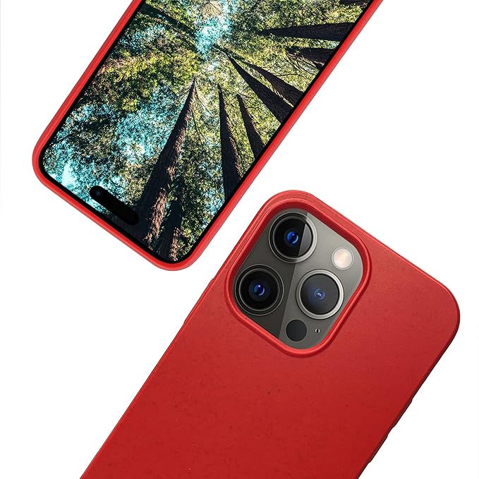 eplanita Eco Mobile Phone Case Compatible with iPhone 15 Pro Max, Plant Fiber, Drop Protection Cover, Durable and Sustainable (for iPhone 15 Pro Max, Red)