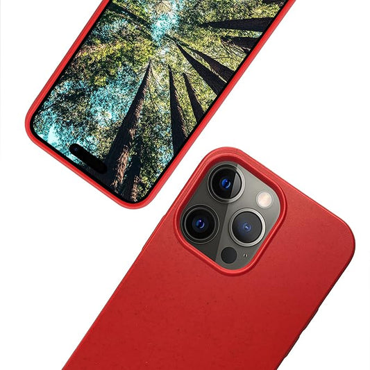 eplanita Eco Mobile Phone Case Compatible with iPhone 15 Pro Max, Plant Fiber, Drop Protection Cover, Durable and Sustainable (for iPhone 15 Pro Max, Red)