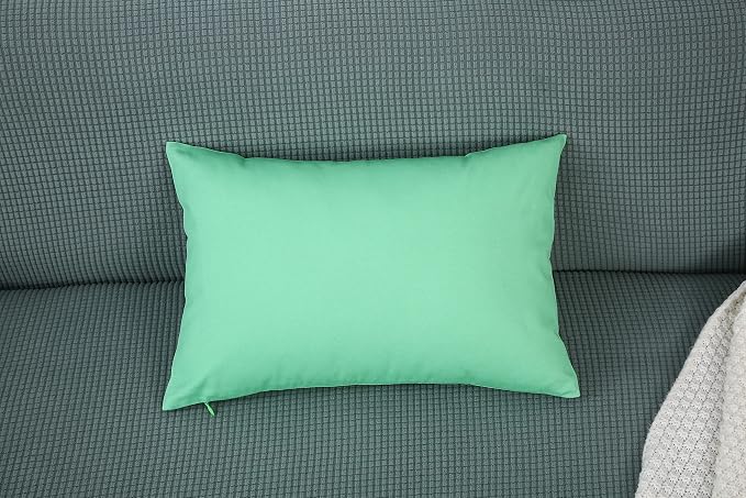 TangDepot Handmade Decorative Solid 100% Cotton Canvas Throw Pillow Covers/Cushion Covers, 45 Colors Available - (12" x 20" , Mint Green, 1 Count (Pack of 1)) | 100% cotton, same-color zip, machine wash & air dry. For living room, bedroom, office, car....