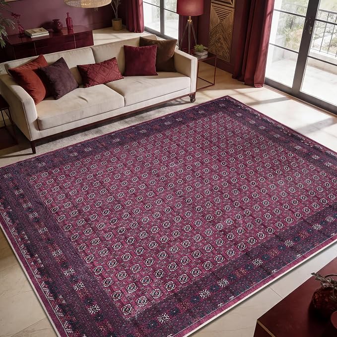 Keen Home Design 9x12 Rug - Machine Washable Area Rug with Non-Slip Backing, Ideal for Living Room, Dining Room, Bedroom - Vintage, Easy Clean, Durable, Low Pile Rug - (9' x 12')