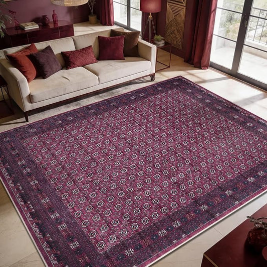 Keen Home Design 9x12 Rug - Machine Washable Area Rug with Non-Slip Backing, Ideal for Living Room, Dining Room, Bedroom - Vintage, Easy Clean, Durable, Low Pile Rug - (9' x 12')