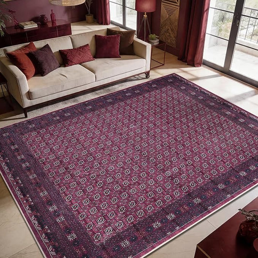 Keen Home Design 6x9 Rug - Machine Washable Area Rug with Non-Slip Backing, Ideal for Living Room, Dining Room, Bedroom - Vintage, Easy Clean, Durable, Low Pile Rug - (6' x 9')