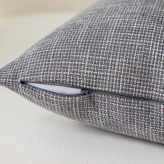 Kevin Textile Pillow Covers Decorative Throw Pillow Covers Linen Square Cushion Case 26" x 26"/66cm x 66cm Dark Grey Farmhouse Pillowcase, 2 Pack