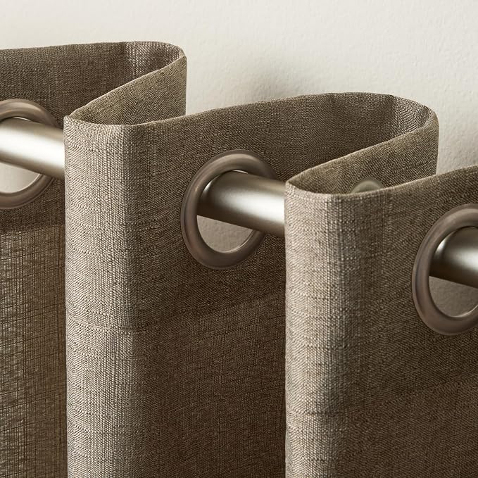 Exclusive Home Loha Linen Grommet Top Curtain Panel Pair, 54"x84", Cafe