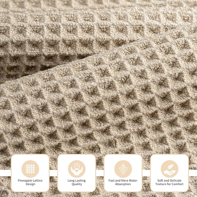 MICROFI Microfiber Waffle Bath Towels, 3 Pieces, Oversized, Soft, Absorbent, Fast Drying, Lint Free, Includes Bath, Face and Hand Towels 430 GSM