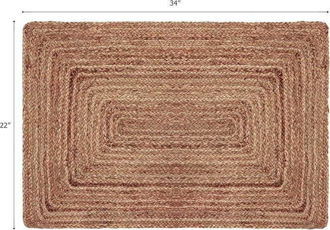 COTTON CRAFT Jute Rug - Braided 100% Jute Door Mat - Woven Neutral Reversible Small Rug - Entryway Kitchen Living Room Bedroom Bathroom Farmhouse Rustic Boho Door Mat Throw Carpet - 22x34 - Natural