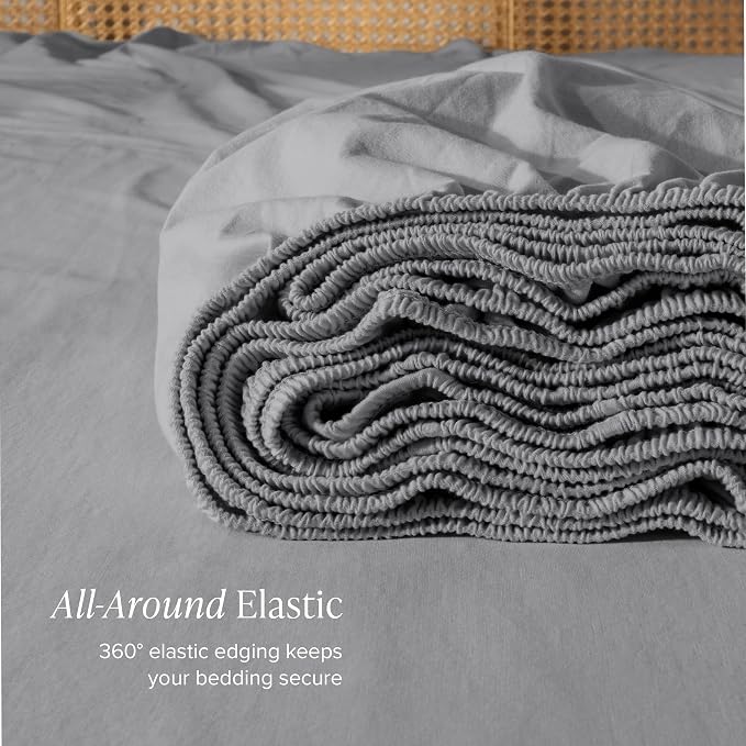 Bare Home 100% Organic Cotton Jersey Fitted Sheet - Twin XL Size - Ultra Soft - Deep Pocket Fitted Sheet - 100% Cotton - Ring Spun Yarns (Twin XL, Light Grey)