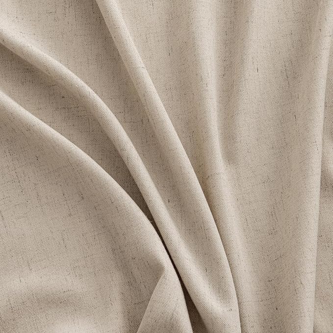 MIULEE Non-See-Through Privacy Linen Curtains 2 Panels, Light Filtering Window Curtains Farnhouse Textured Back Tab Semi Sheer Drapes for Bedroom Living Room, 52 x 63 Inches Long, Taupe