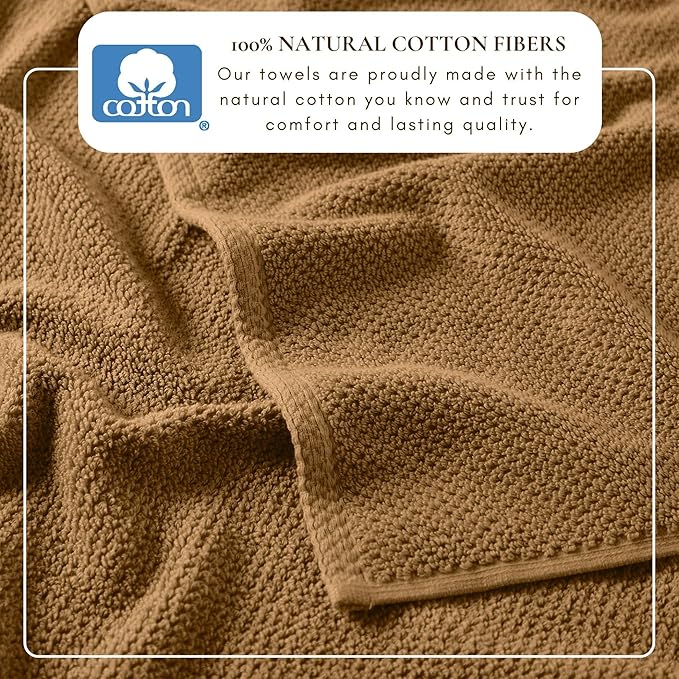 Great Bay Home 100% Cotton 6 Piece Bath Sheet Set - Absorbent, Quick-Drying, Durable Bath Towels for Bathroom Decor - Low-Twist, Two-Ply Fibers (Mocha)