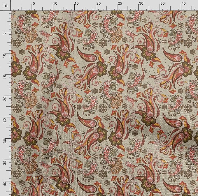 Soimoi Asian Print - Red, Viscose Rayon Fabric Material - 42 Inch Wide, 1 Yard, Unstitched Material for Dresses, Blouses, Skirts, Sleepwear, Kids Clothing