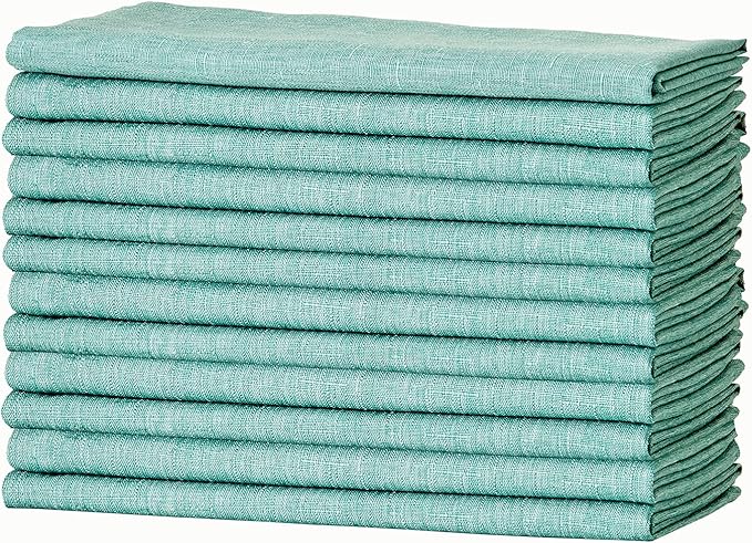 Mebakuk Cloth Napkins Set of 12, Premium 17 x 17 Inch Solid Washable Linen Style Napkins, Soft Table Napkin for Wedding Party Restaurant Dinner Parties