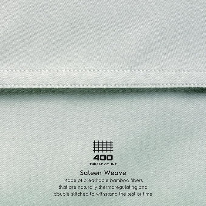 Tafts Pillow Cases Queen Size - Pure 100% Viscose Derived from Bamboo Luxuriously Soft, Silky, Cooling, Double Stitched, Envelope Closure (2 Pillowcases, Sage Green)