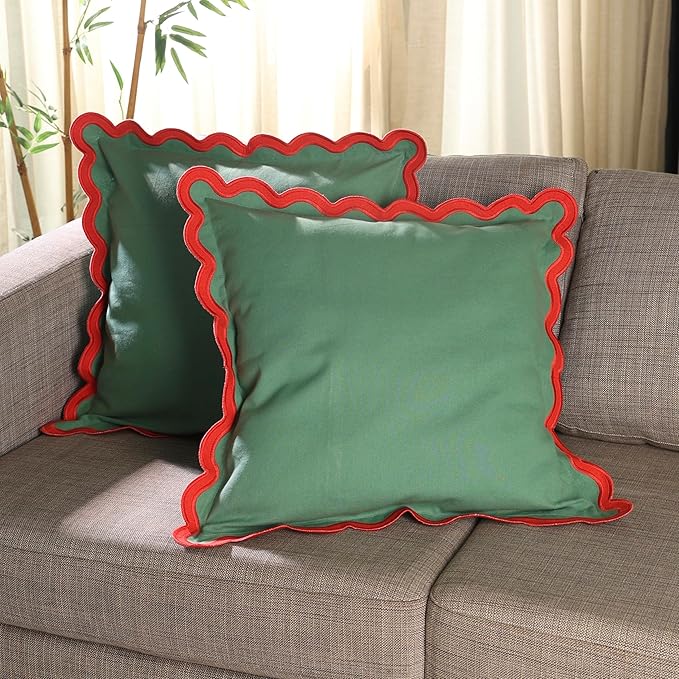Folkulture Throw Pillow Covers | (20 x 20) Set of 2 Lumbar Pillow Decorative | Couch Pillow for Living Room | Cute Outdoor Pillows | Throw Pillows for Couch (Mistletoe)