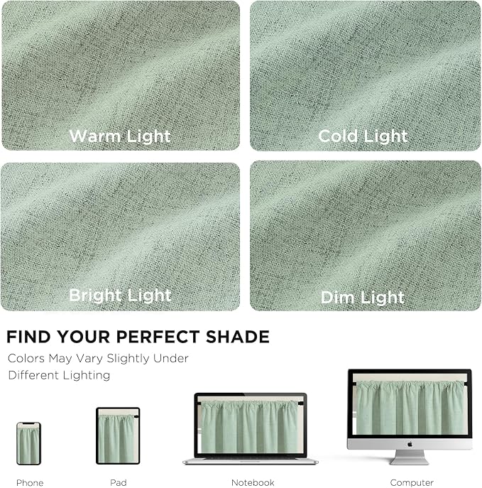 CUCRAF Linen 100% Blackout Curtains 108 Inch Length 2 Panels Set, Back Tab and Rod Pocket Curtain for Living Room Bedroom, Room Darkening Window Drapes Thermal Insulated, (52x108 inch, Sage Green)