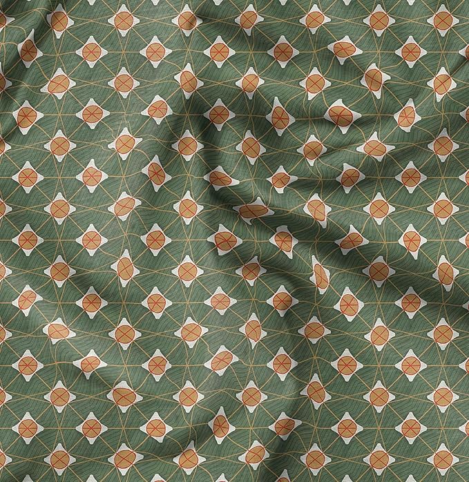 Soimoi African Print - Green, Premium Cotton Cambric Fabric - Medium Weight Material for Quilting, Kurtis, Blouse, Kids Clothing, Tunic, Curtains - 42" Inch Wide, 1 Yard
