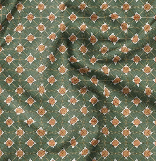 Soimoi Heavyweight Cotton Poplin Fabric Material, Green - African Printed-42 Inch Width, Natural Cotton Material for Quilt Making, Dresses, Skirts, Pajamas, Pillowcases, Tablecloths, Kurtis, 1 Yard