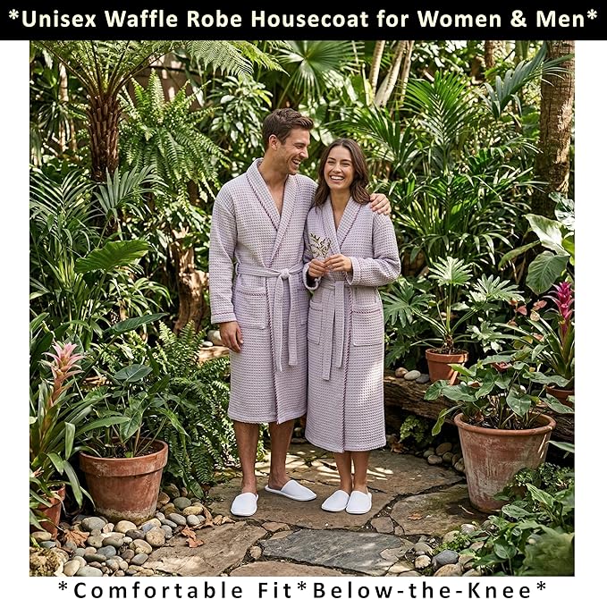 PÜSKÜL Luxury Waffle Robe for Women & Men - Natural 100% Turkish Cotton Bathrobe - Housecoat Womens & Housecoat Mens