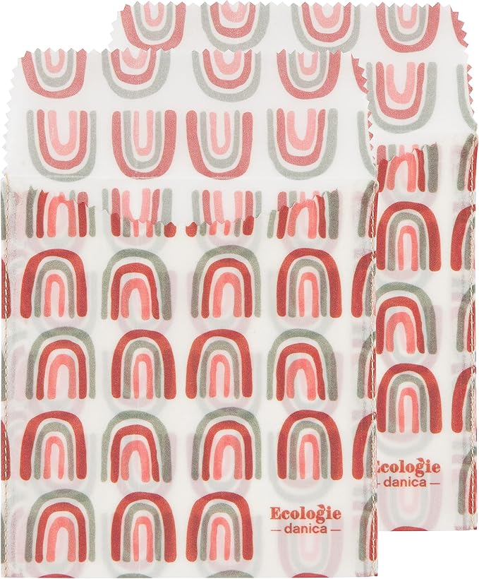 Ecologie Reusable Beeswax Sandwich Bag Prisma Reusable Food Storage Bags, 6.5 x L6.5, Set of 2