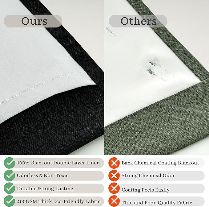 Floor to Ceiling Black Linen Curtains 102 Inches Long for Dining Room 2 Panels Set, Full Blackout Pinch Pleated Thermal Heat Reducing Drapes with Hooks for 100-102 Inch Large Window Double Layer Burg